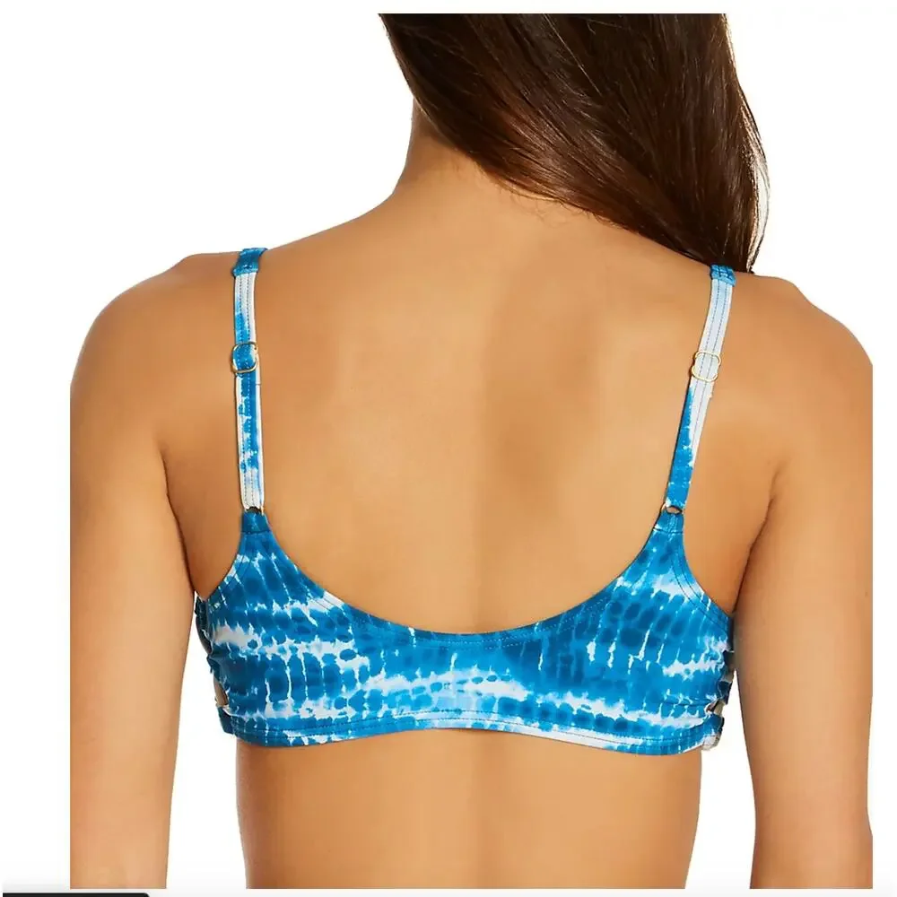 Vince Camuto Side Lace Bikini Top - Blue Tie Dye - Small - NWT